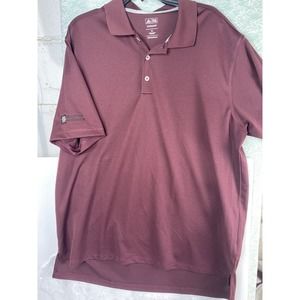 ADIDAS Mens Climalite Polo Shirt Sz XL Short Sleeve Collared Solid Burgundy Golf